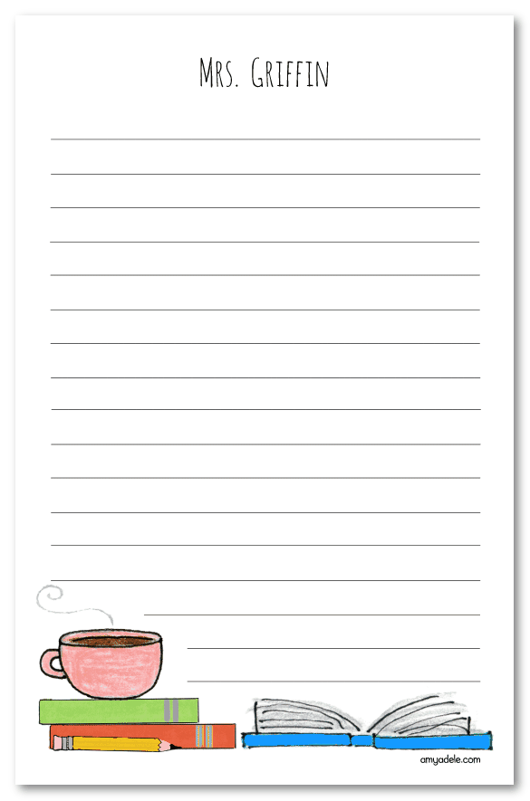 Books and Coffee Note Pad
