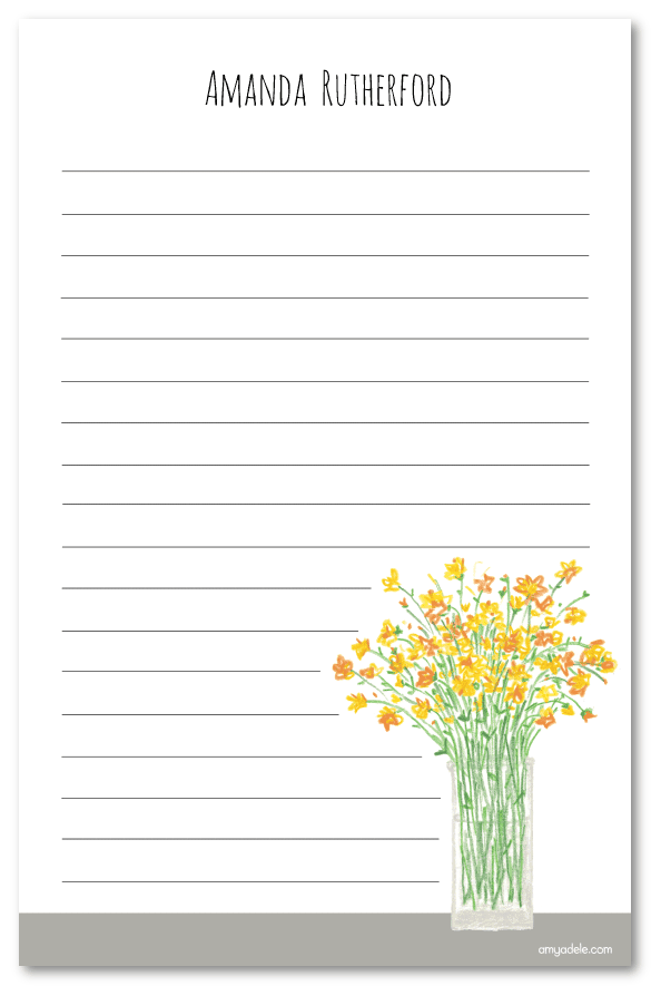 Yellow Flowers In A Vase Note Pad