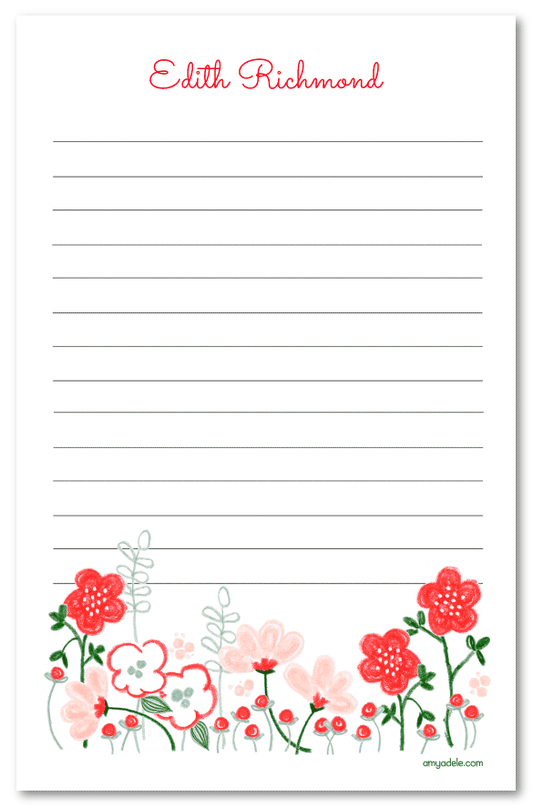 Red and Pink Flower Garden Note Pad
