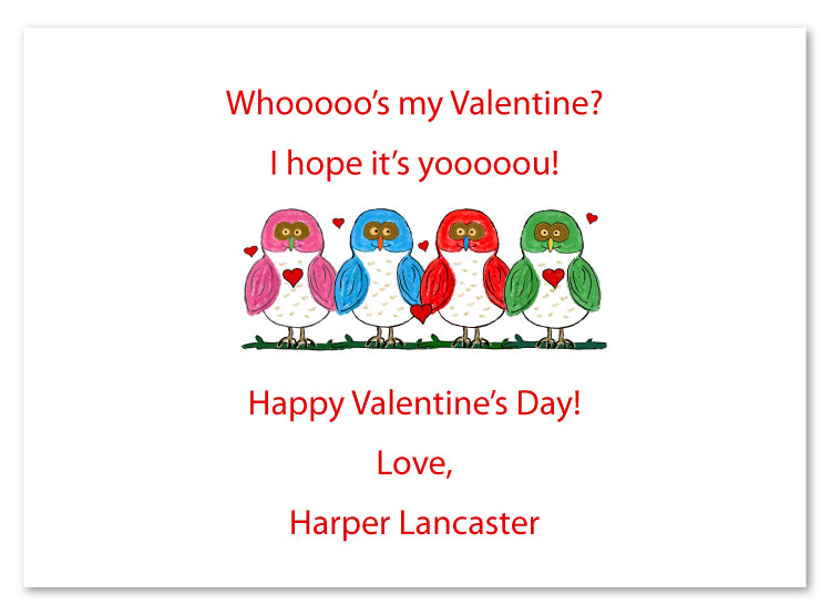 Colorful Owls Valentine Cards