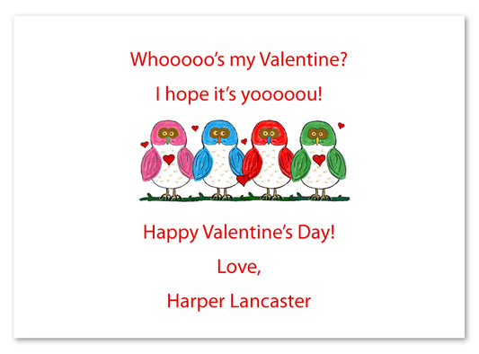 Colorful Owls Valentine Cards