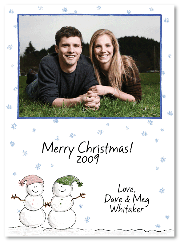 Snowmen Couple Christmas Photo Card