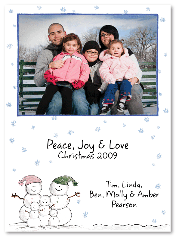 Snowmen Family Of Five Christmas Photo Card