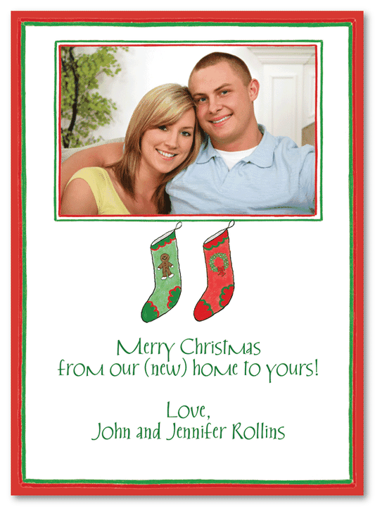 Christmas Stockings For Two Photo Card