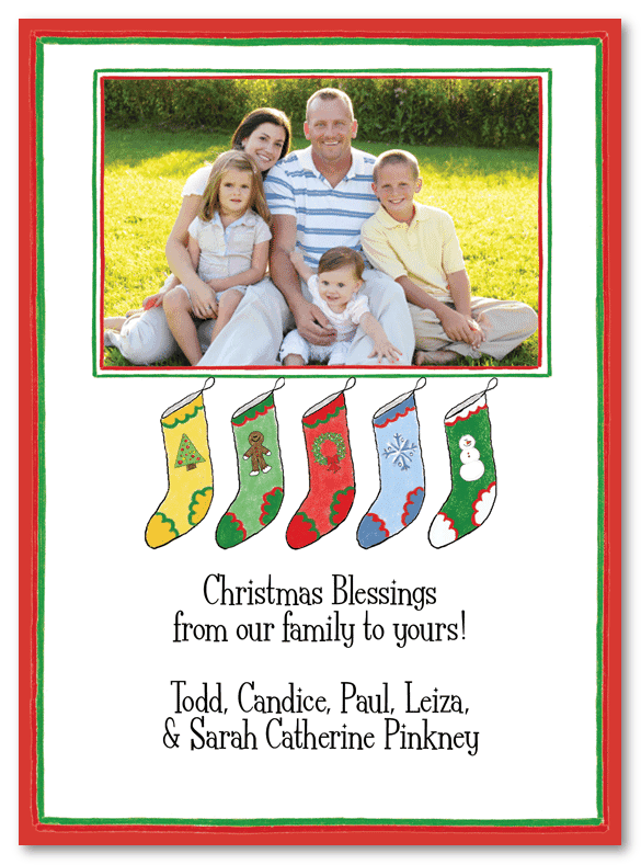 Christmas Stockings For Five Photo Card
