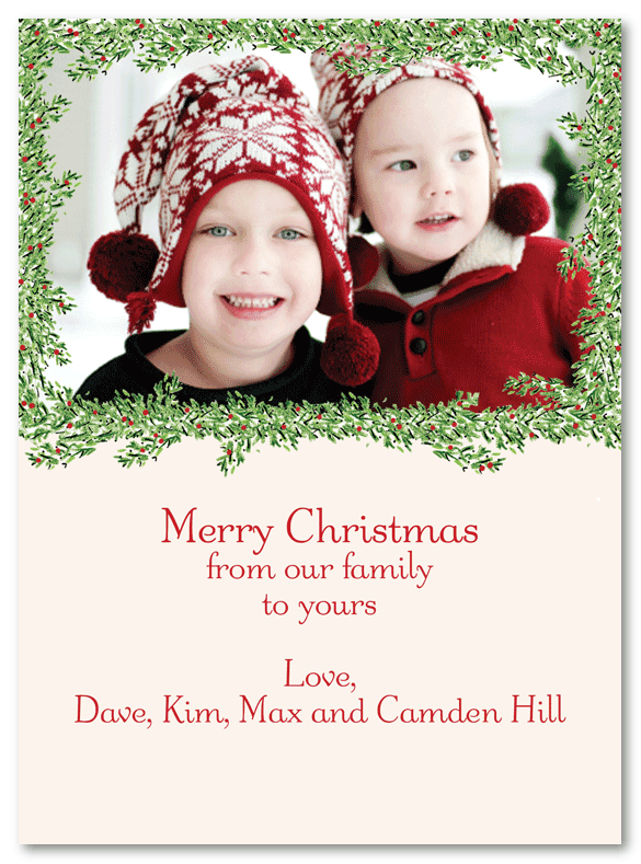 Holly Border Christmas Photo Card