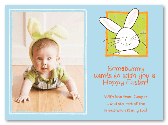 Peeking Bunny Photo Card Invitation