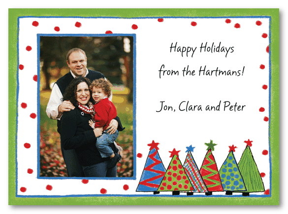 Colorful Christmas Trees Photo Card
