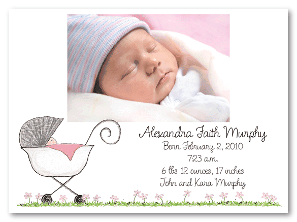 Baby Girl's Stroller Baby Photo Card
