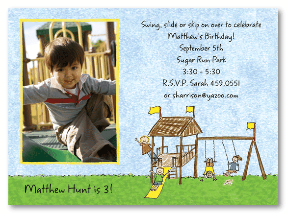 Playground For Boys Photo Invitations
