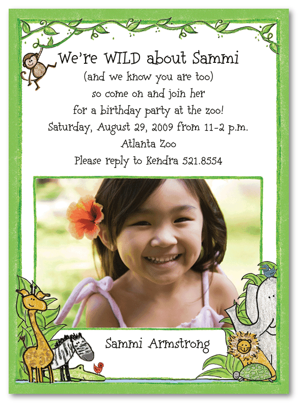 Zoo For Girls Photo Invitations