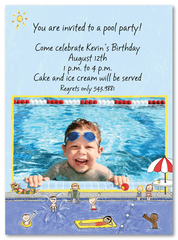 Swimming Pool For Boys Photo Invitations