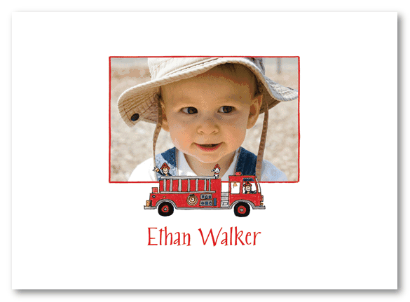 Fire Truck Photo Card Stationery