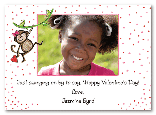 Monkey Girl Kids Photo Valentine Cards