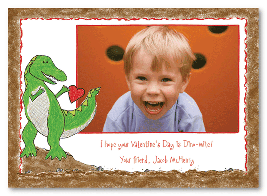 T-Rex Kids Photo Valentine Cards