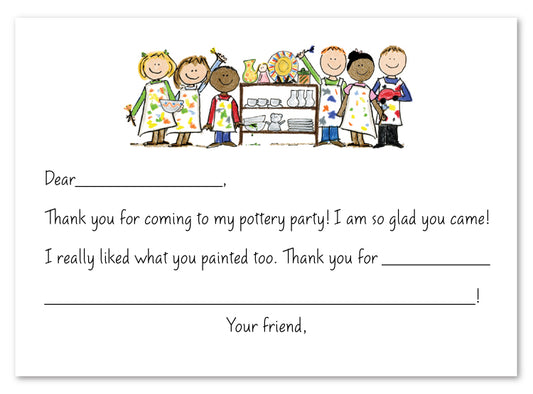 Boys And Girls Pottery Party Flat Note Cards