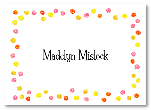 Happy Pink Dots Border Stationery