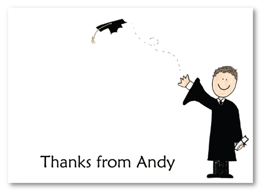 Brunette Boy Graduation Thank You Note