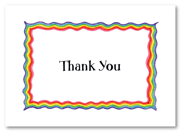 Rainbow Border Thank You Note