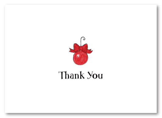 Red Christmas Ball Thank You Note