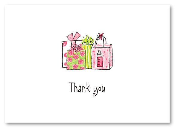 Pink Baby Gifts Thank You Note