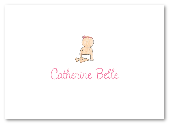 Sitting Baby Girl Thank You Note