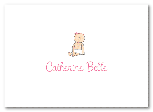 Sitting Baby Girl Thank You Note