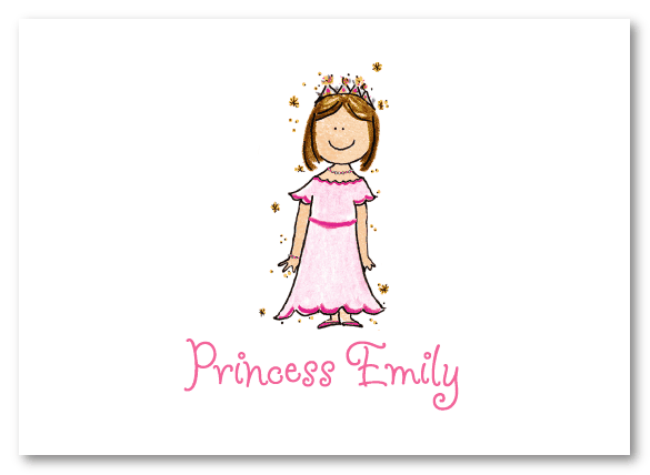 Brunette Princess Thank You Note