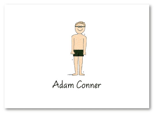 Blonde Swimmer Boy Thank You Note