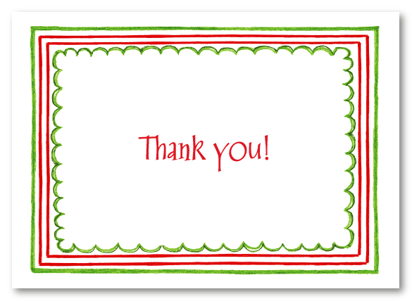 Triple Christmas Border Thank You Note