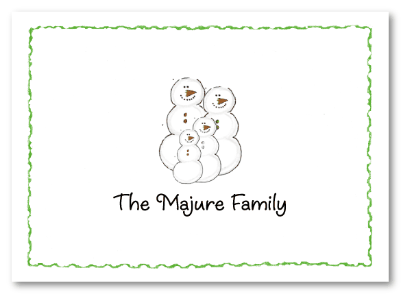 Simple Snowman Family Of 4 Folded Notecard