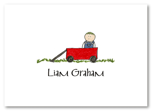 Blonde Wagon Boy Folded Notecard