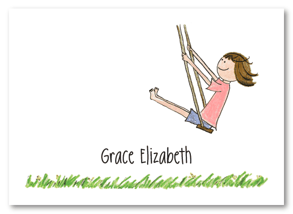 Swinging Girl Folded Notecard