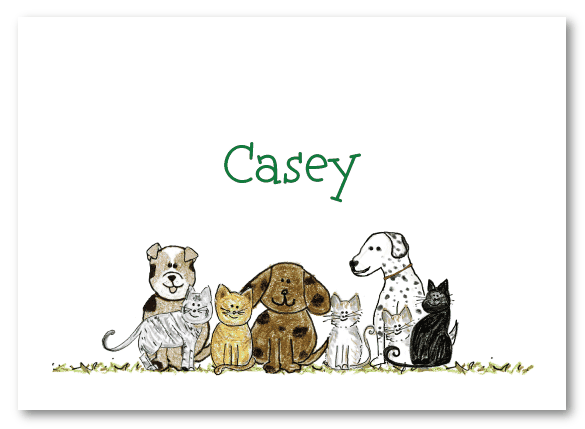 Dogs And Cats Folded Notecard