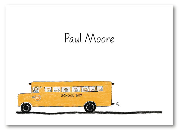 School Bus Folded Notecard