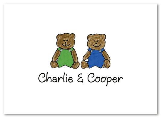 Two Boy Bear Folded Notecard