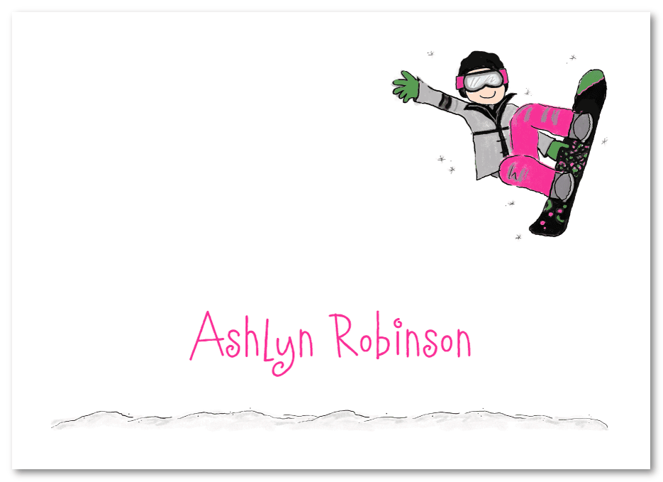 Snowboarder Girl Folded Notecard