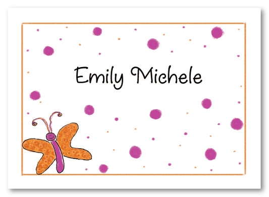 Butterfly With Polka Dots Folded Notecard