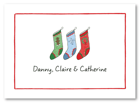 Christmas Stockings For Three Folded Notecard
