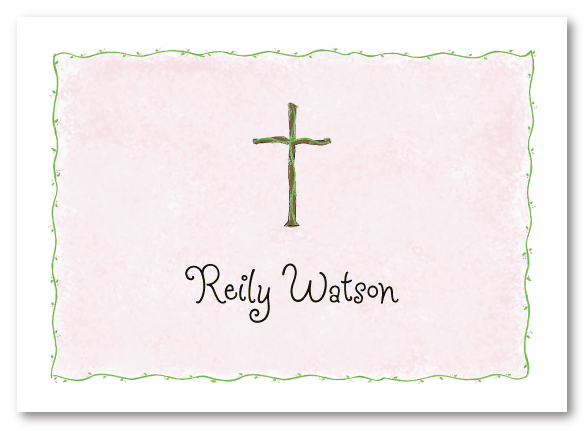 Pink Cross Folded Notecard