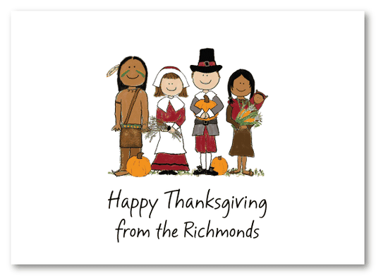 Thanksgiving Pilgrims And Indians Folded Notecard