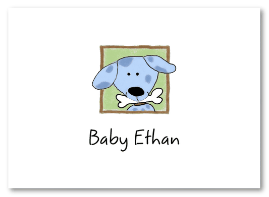 Peeking Blue Dog Folded Notecard