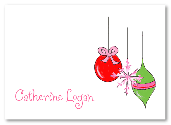 Pink Christmas Ornaments Stationery