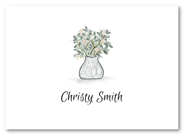 Little Plant with Peach Flowers Stationery