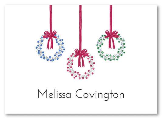 Three Holiday Wreaths Stationery