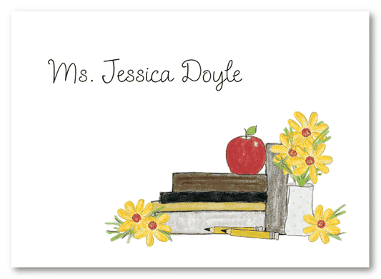 Teacher Books and Yellow Daisies Stationery