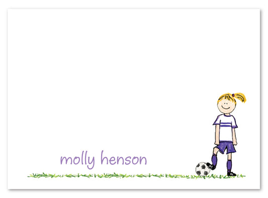 Blonde Soccer Girl Flat Card