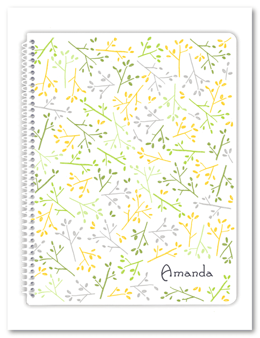 Green and Yellow Twigs Spiral Notebook