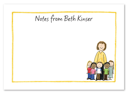 Brunette Teachers Class Flat Card