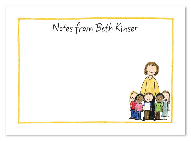 Brunette Teachers Class Flat Card